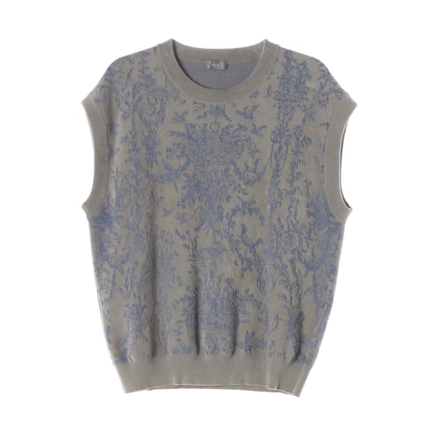 크리스찬 디올 시그니처 패턴 자카드 니트 조끼 베스트