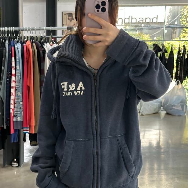 아베크롬비 넥워머 울프죠 후드집업 네이비