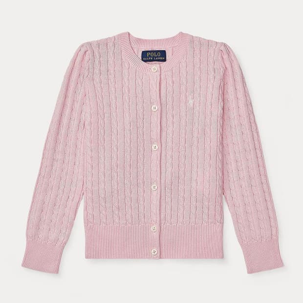 폴로 랄프로겐 걸즈 꽈배기 가디건 핑크 XL polo 니트