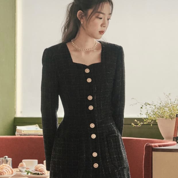 플로움 Heartweed Dress 하트 트위드 원피스 S