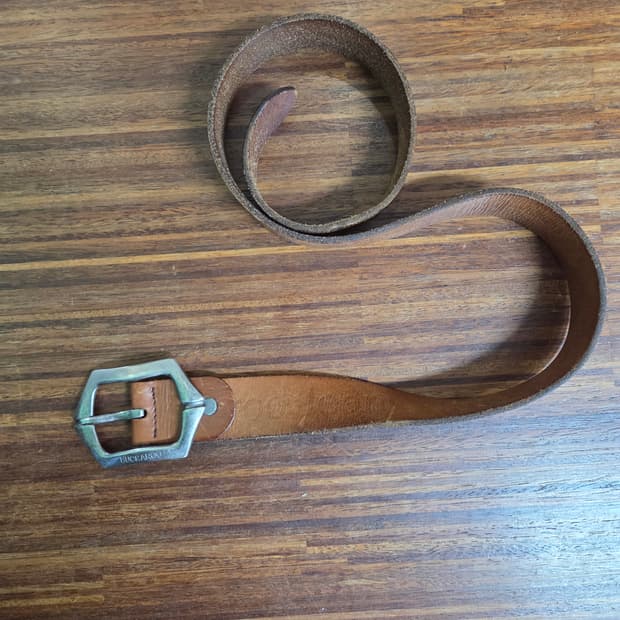 버커루 빈티지 멀티로고 가죽 벨트 97cm