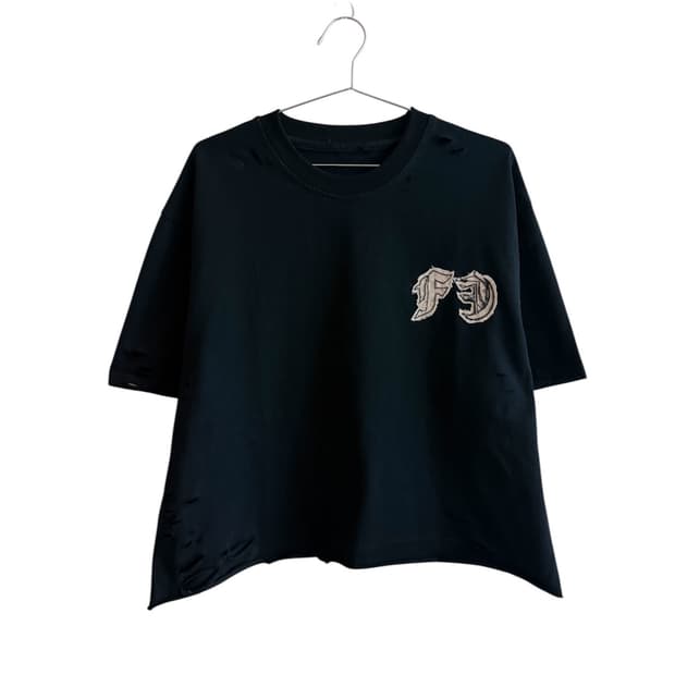 핸드메이드 빈티지 자수패치 커스텀 반팔티 