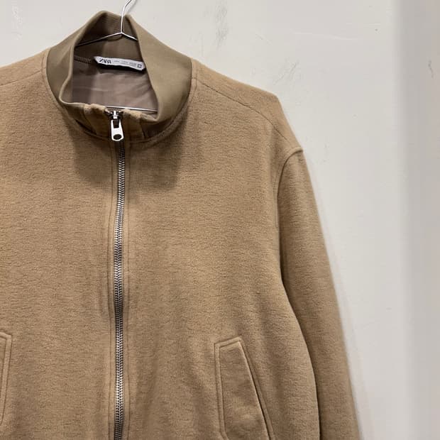 자라 부클 울 양모 하이넥 미니멀 자켓