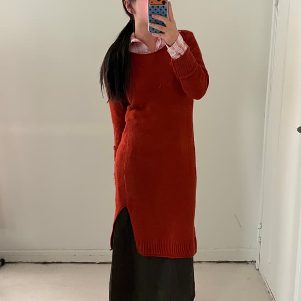 일본빈티지 브릭오렌지 니트 롱원피스