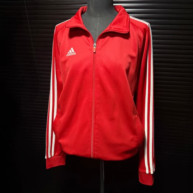 아디다스 올드스쿨 레드 져지 저지 트랙탑 집업 L 100 파이어버드 유로