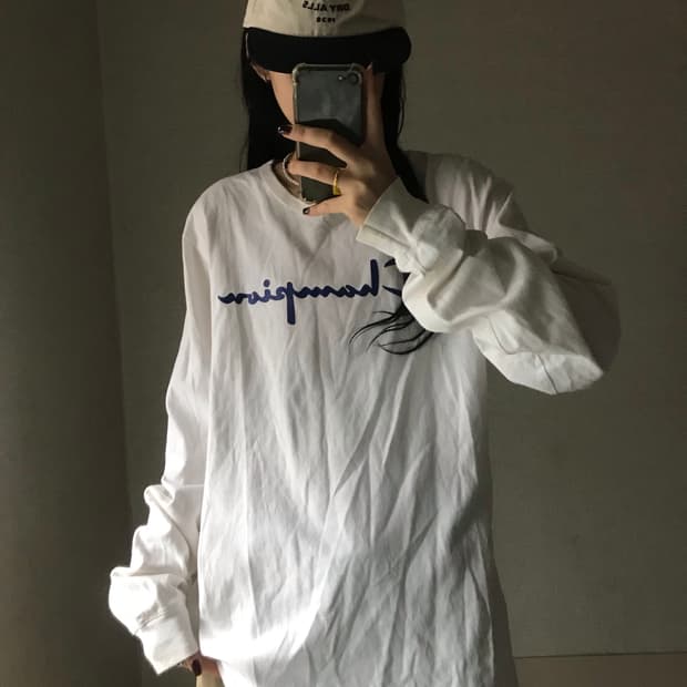 챔피온 화이트 오버핏 롱슬리브