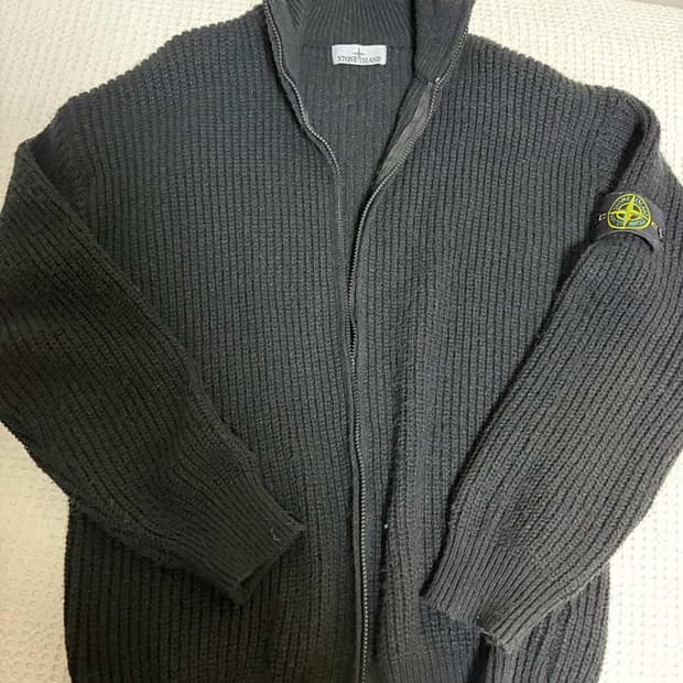 스톤 하이넥 니트 집업 XL