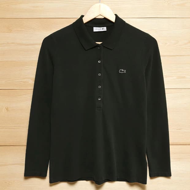 여성55)LACOSTE 라코스테 긴팔 카라티 카키