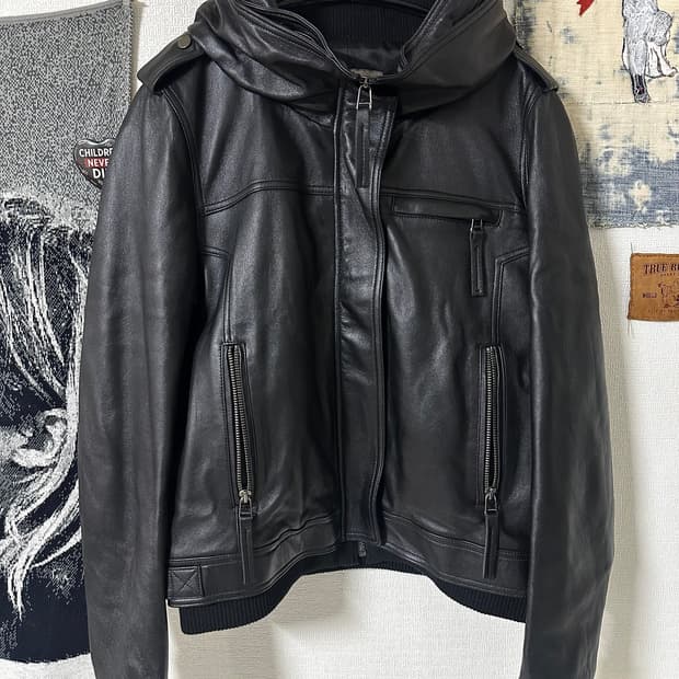 이탈리안 램스킨 보노타입 크롭 레더자켓