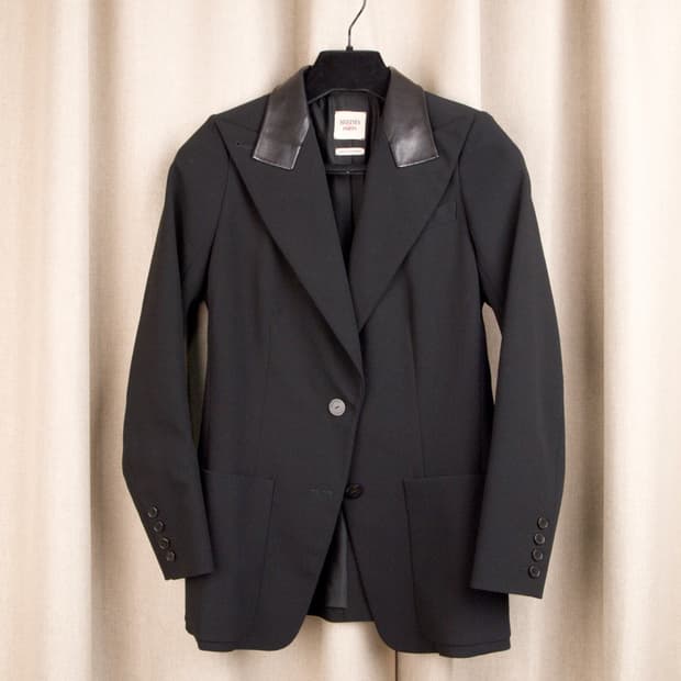 Leather Collar Wool Jacket