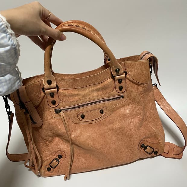 발렌시아가 시티 토트백 핑크