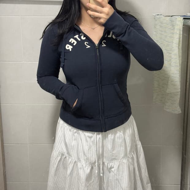 홀리스터 💙네이비💙 딱붙 후드집업 M