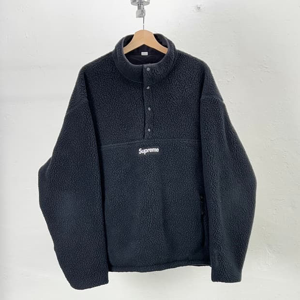 슈프림 24fw 폴라텍 셔링 리버시블 풀오버 블랙