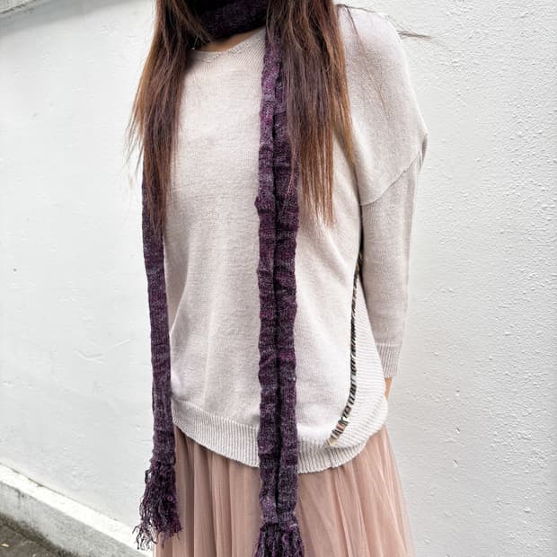 빈티지 비즈 브이넥 린넨 니트