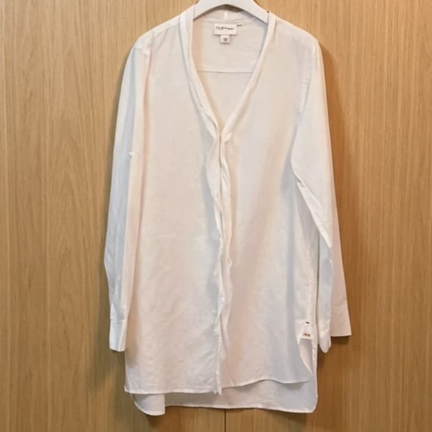 PURE DKNY 면·견혼방 드레이프 칼라 긴팔 블라우스 55(M)