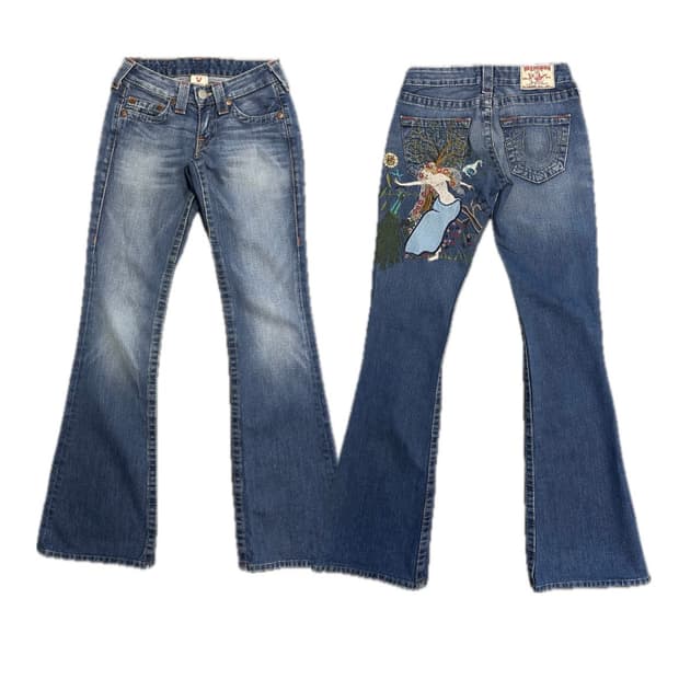 트루릴리전 백패치 BOBBY 부츠컷 데님팬츠 오리엔탈 y2k