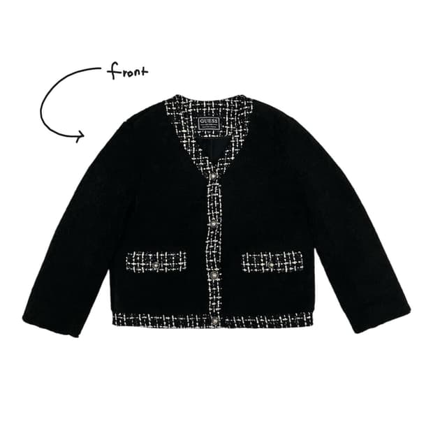 게스 블랙 진주 트위드 자켓 S