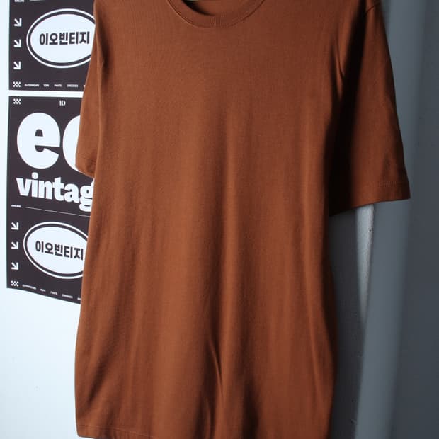 (L-XL) 무신사 스탠다드 반팔 티셔츠 무지 브라운 놈코어-H35907