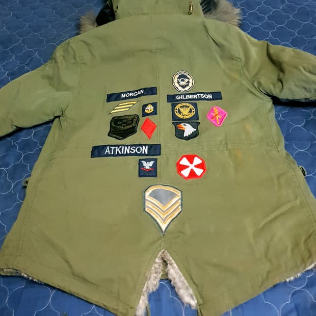 (빈티지) YEOU-YA 미군 와펜패치 안감 레빗퍼 피쉬테일 숏야상