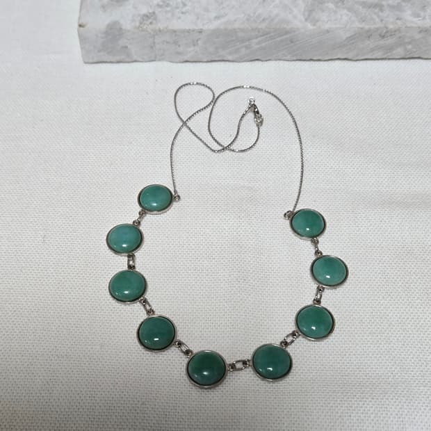 빈티지 제이드컬러 글라스 네크리스 미드센추리 무드