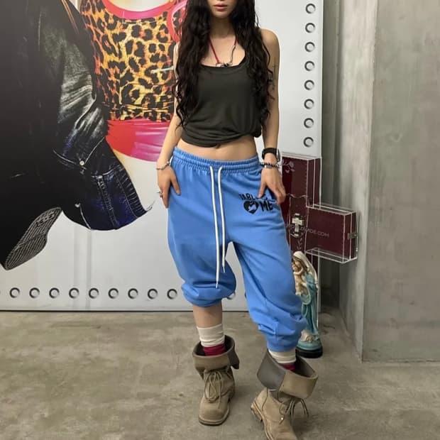 스컬프터 키티 조거 팬츠 + 통 슬리브리스 차콜