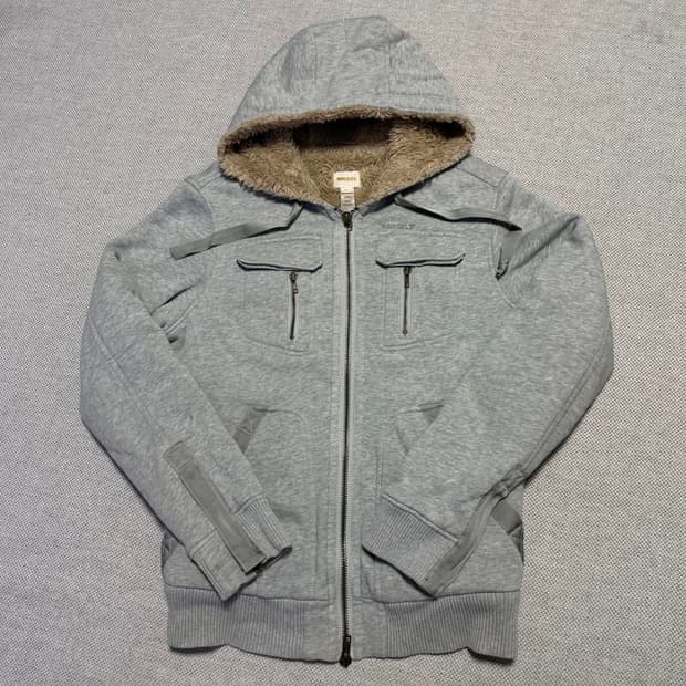 디젤 퍼 후드집업 그레이