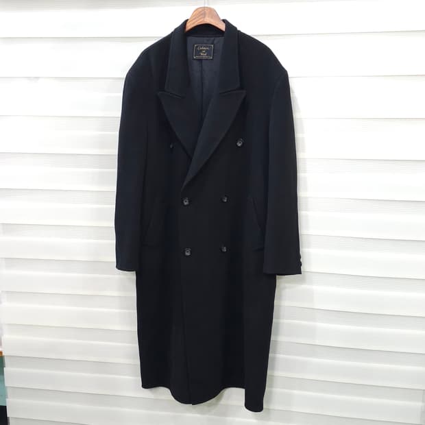 JAPAN 빈티지 캐시미어 울 블랙 롱 코트- XL-XXL