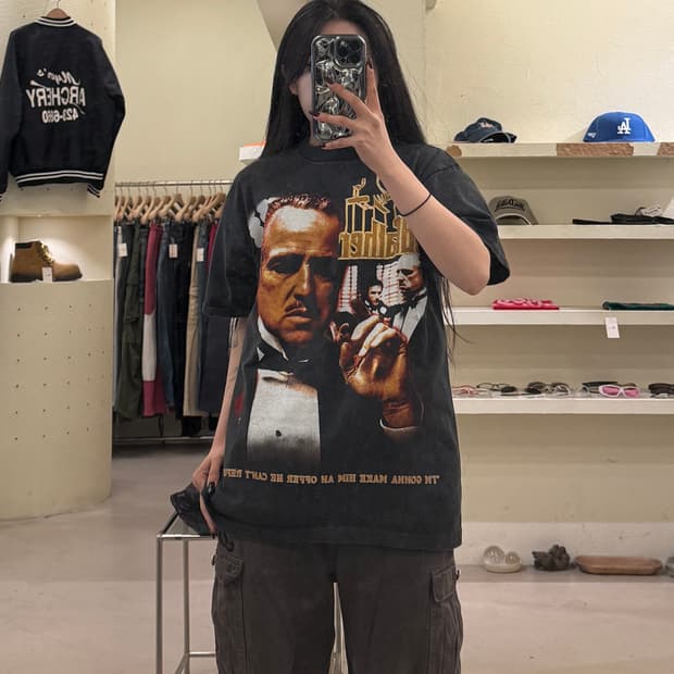 빈티지 The Godfather 영화 그래픽 반팔 티셔츠 U1302