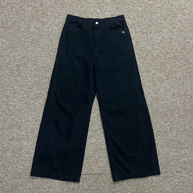 노매뉴얼 심볼 블랙 와이드 팬츠 L