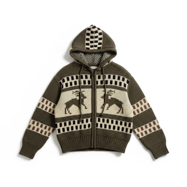 더오픈프로덕트 노르딕 니트 후드 집업 OS