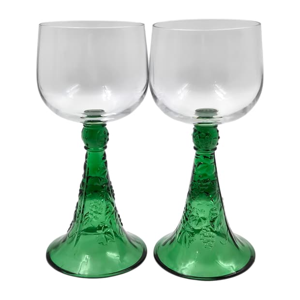 70s 사사키 그린 포도 넝쿨 빅 고블렛 1p