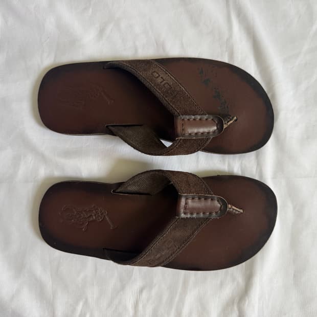 폴로 랄프로렌 레더 쪼리 슬리퍼