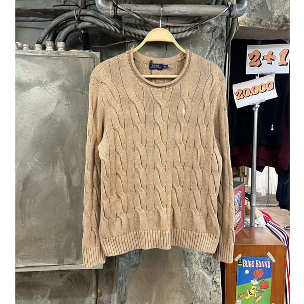 폴로 랄프로렌 트임 꽈배기 니트 베이지 M #csz3670