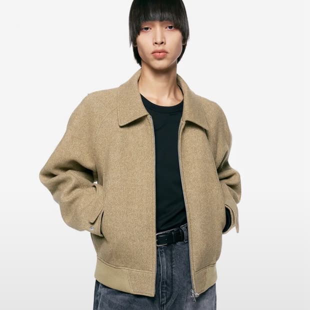 인사일런스 벌룬 크롭 울 블루종