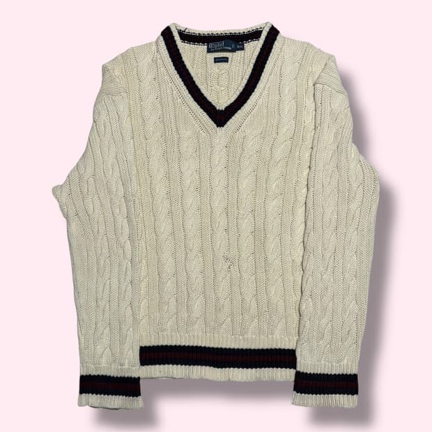 Polo Ralph Lauren 아이보리 크리켓 케이블 니트