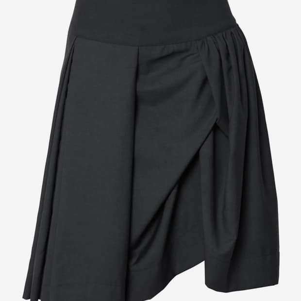 플레어업 Asymmetrical Draped Midi Skirt 블랙