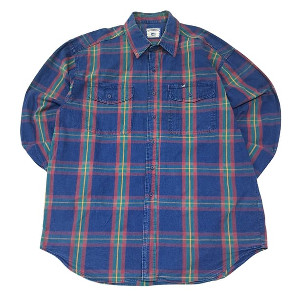 CL644 L 리 90s 미국판 인디고 샴브레이 체크 셔츠 남방