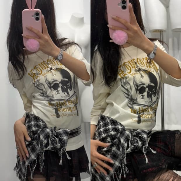 🎸아이보리 스컬 프린팅 롱슬리브🎸