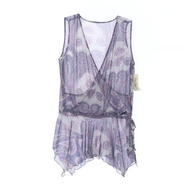 Lavender Paisley Sheer Wrap Top