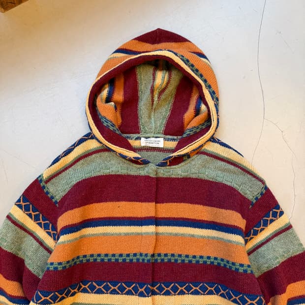 베네통 에스닉 스웨터 롱 가디건