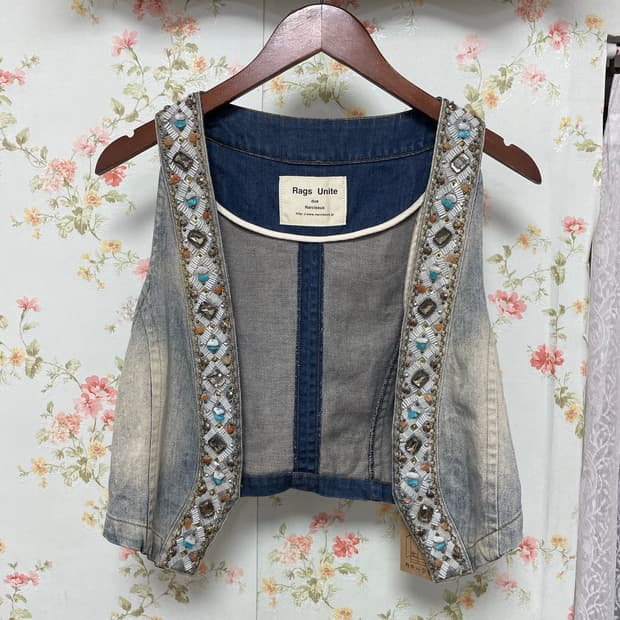 에스닉 비즈 데님 베스트