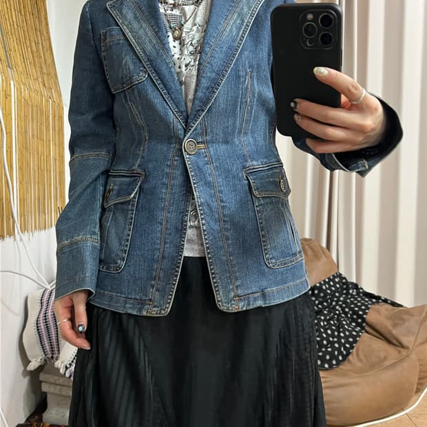 지오송지오 여성 데님 블레이저 자켓 