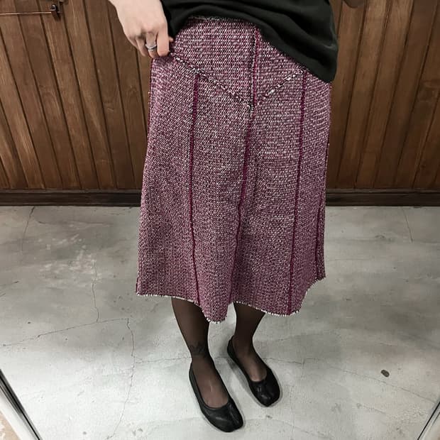 CHLOE pink tweed midi skirt