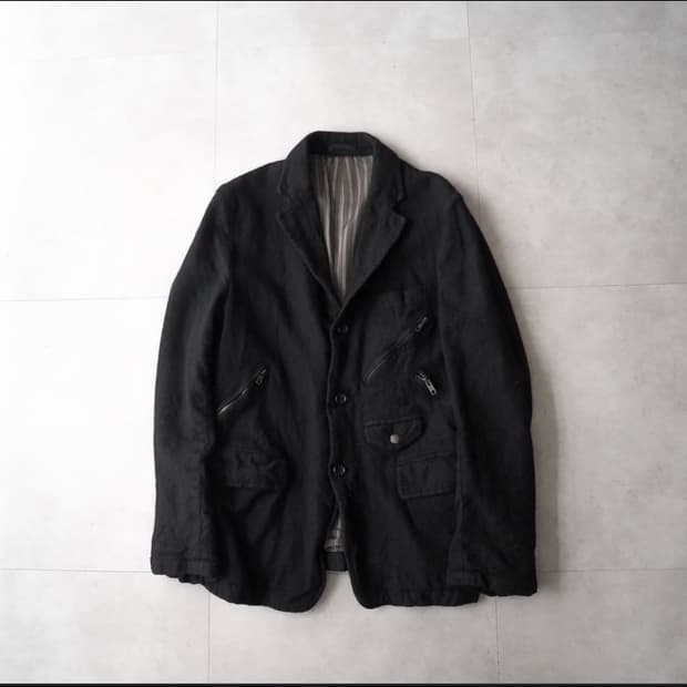 꼼데가르송 울 축융 지퍼 자켓