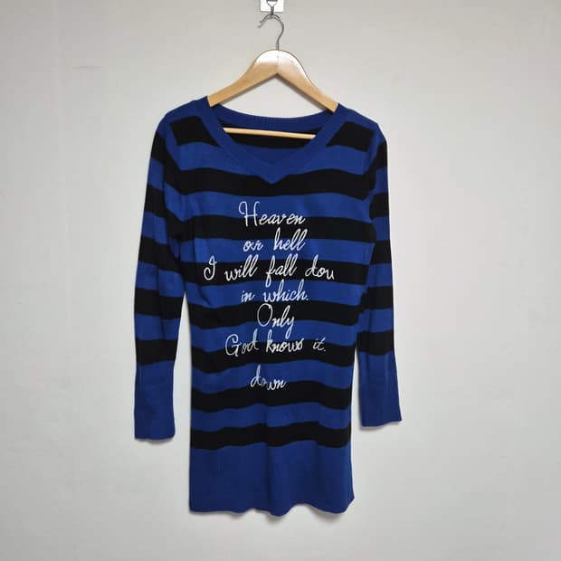 체리팝 키치 레터링 스트라이프 니트 L - K52