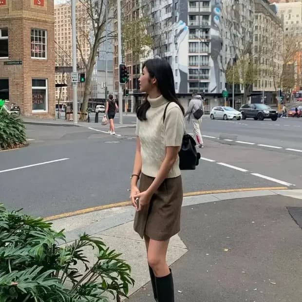 유에르 시테 케이블 숏 슬리브 니트