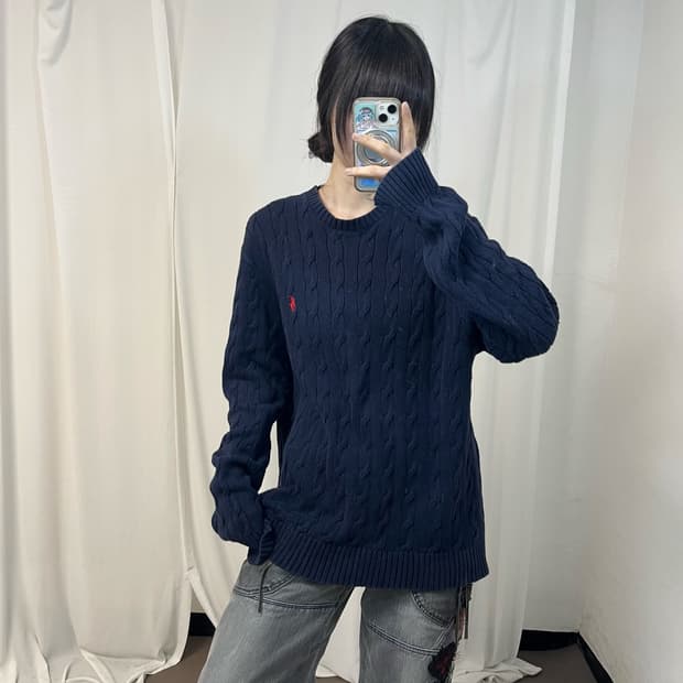 Polo Ralph Lauren navy cable knit