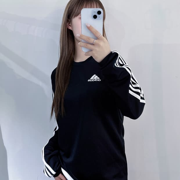 아디다스 블랙 삼선 롱슬리브