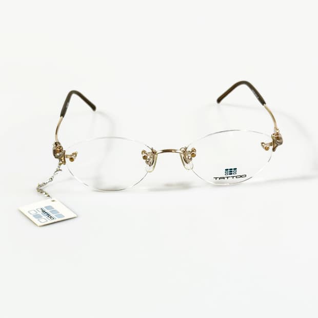 TATTOO 골드 오벌 무테 메탈 프레임 빈티지 안경