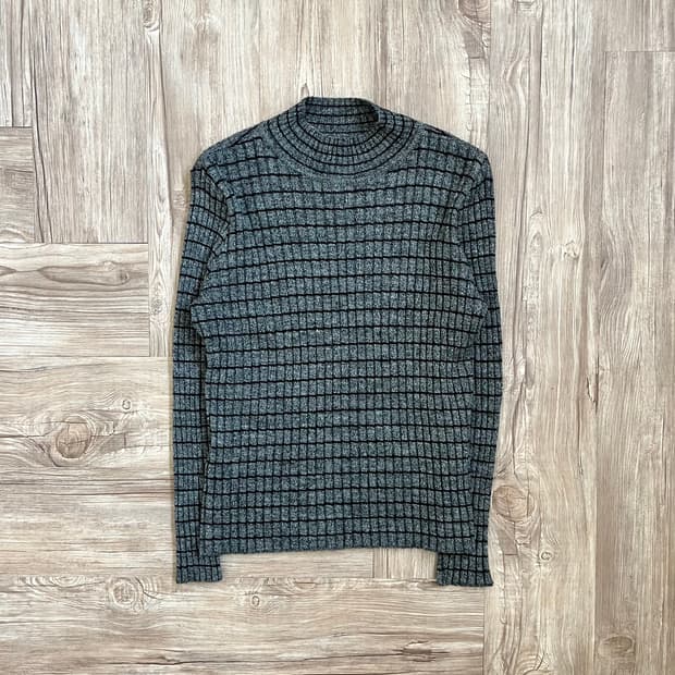 japan vtg 멀티체크 터틀넥 